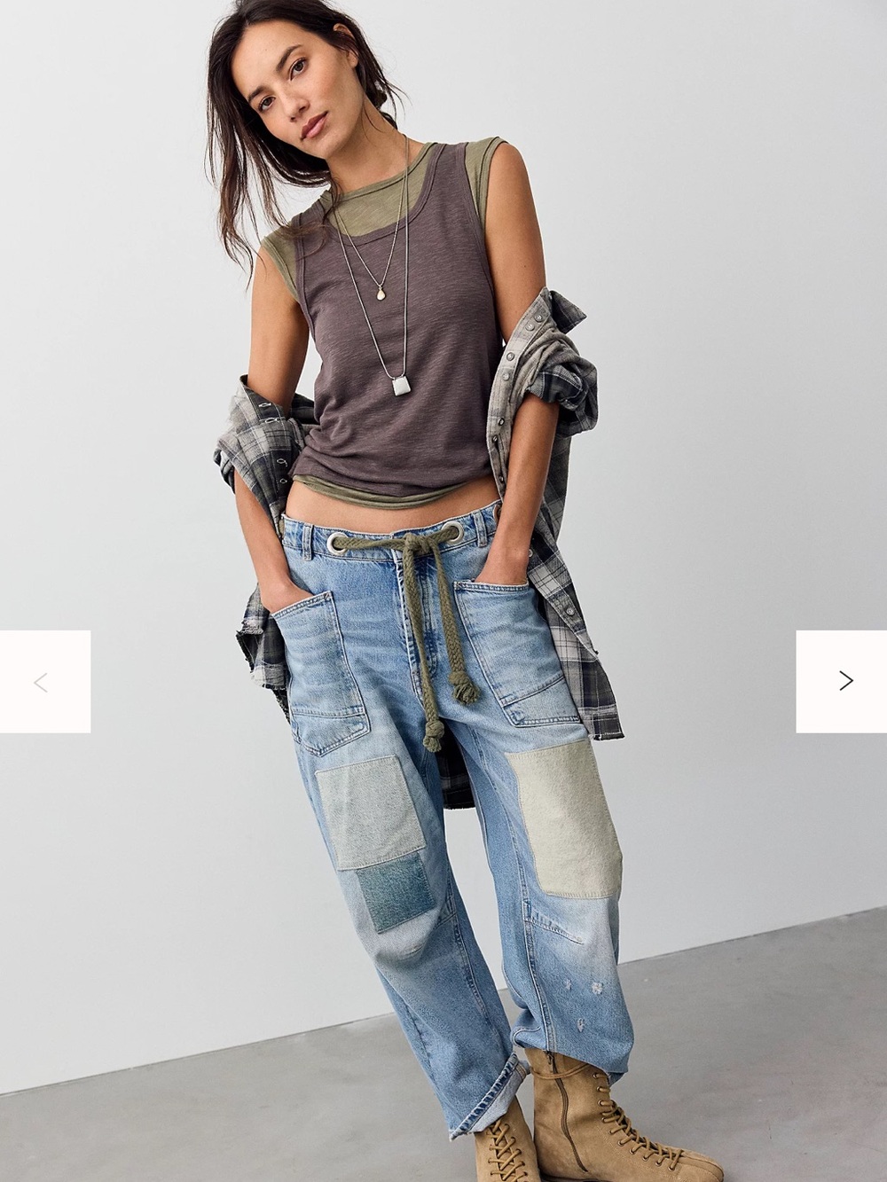 We the free moxie  pull on barreLight Blue Patchwork Boyfriend Jeans - Unbranded